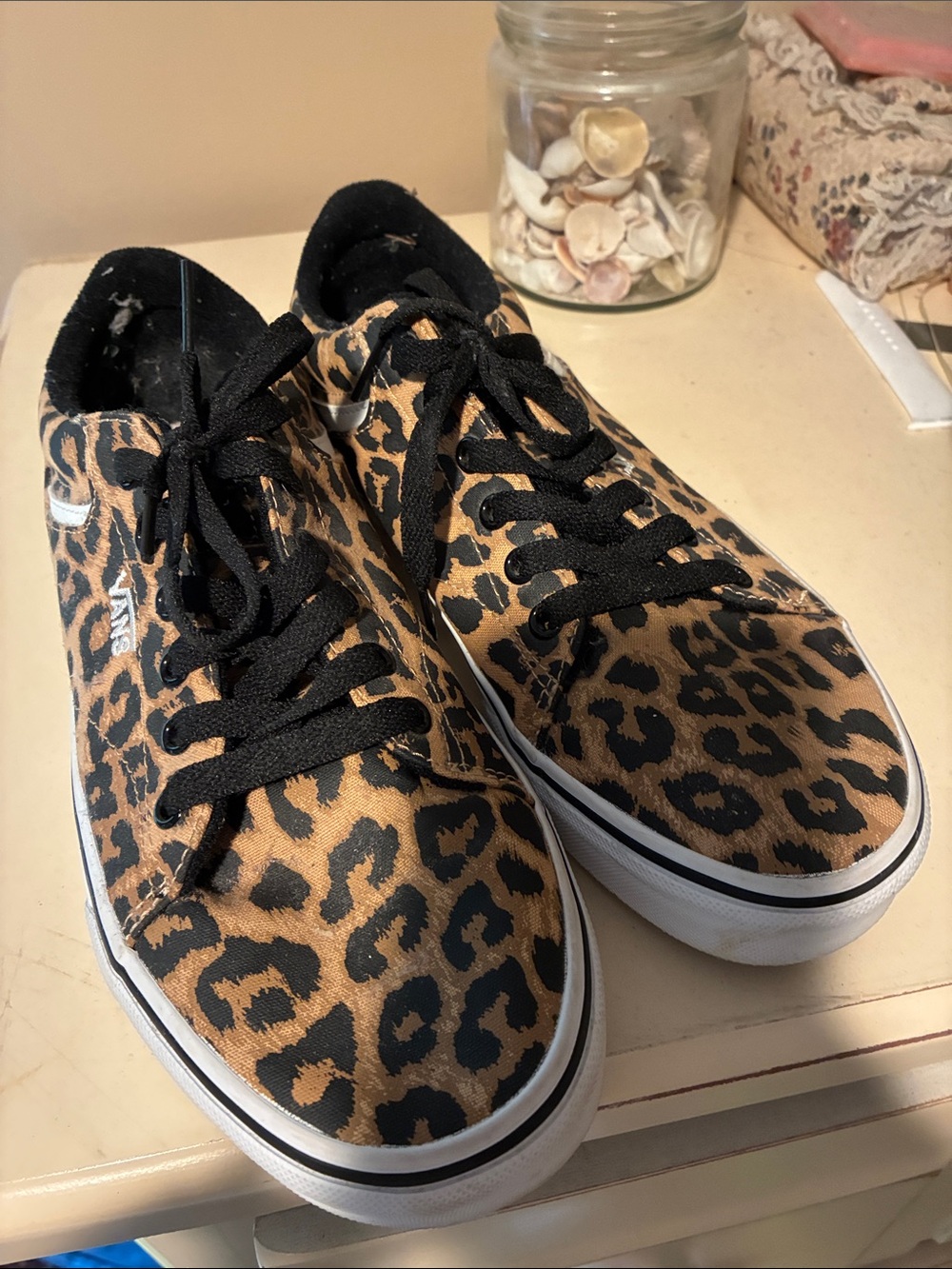Vans Leopard Print Canvas Low-Top Sneakers - Black & Brown